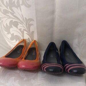Bundle!Women's Colorblock Ballet Flats in Pink/Orange and Navy/Pink size 36(5.5)
